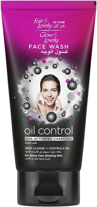 Glow &amp; Lovely Formerly Fair &amp; Lovely Face Wash With Activated Charcoal Oil Control To Deep Cleanx + Control Oil 150ml