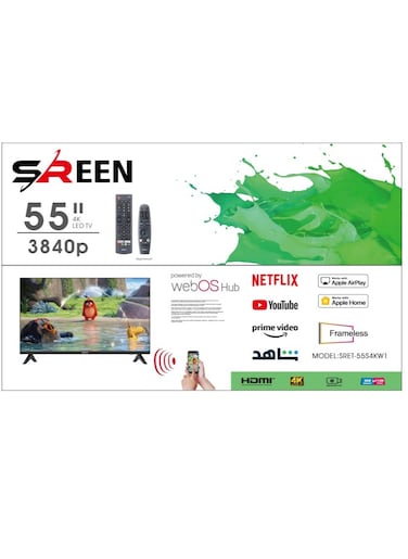 شاشة تلفزيون سرين 55 بوصه بدون إطار، وضوح فائق الجودة 4K- نظام ويب او اسWEB OS مع ريموت ماجيك