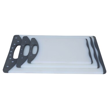 سيف غاليري طقم لوح تقطيع بلاستيك، مستطيل، حافة سوداء، 3 قطع - ابيض