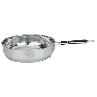 مقلاة ستانلس ستيل بمقبض سيليكون، 26 سم - فضي