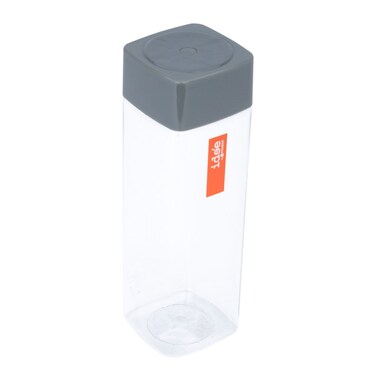 زجاجة بلاستيك معرض السيف ، غطاء رمادي ، مربع - شفاف