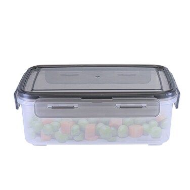 عبوة طعام بلاستيكية مستطيلة رمادية ، 1000 مل ، 2 صندوق