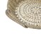 Alsaif Gallery Round Wicker Ottoman With A Rose-Shaped Edge, Pearl Grey, With A Middle Handle