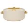 عبوة طعام مستديرة باللون البيج الفاتح بمقبض ذهبي، 150 مل