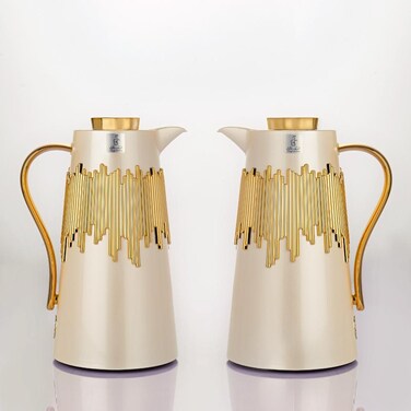 White And Gold Ibtihal Thermos Set Of Two Pieces