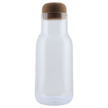 Clear glass bottle with cork cap (20 x 10 x 16 x 16 cm)