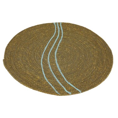 مفرش من القش الهندي من غاليري السيف، 33 سم، مخطط أزرق - بيج