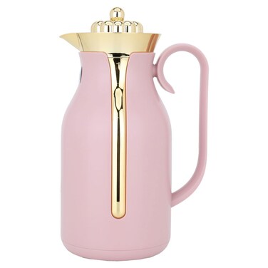 ريانا ترمس، 1 لتر، غطاء ذهبي، بطانة داخلية حرارية زجاجية، هيكل خارجي بلاستيك - لايت باي