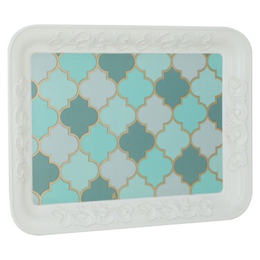 Seif Gallery Melamine Tray with White Edges, 40 x 30 x 3 cm, Rectangular - Green