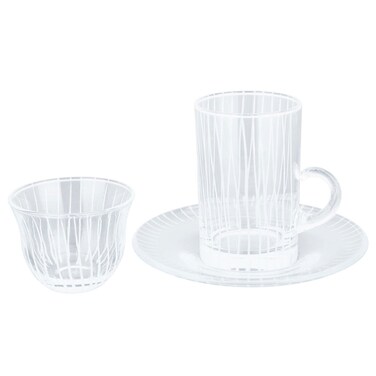 18-piece transparent striped crystal tea and coffee set