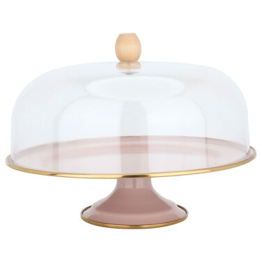 كيك ستاند ستيل السيف غاليري، 30 سم، غطاء اكريليك - وردي فاتح