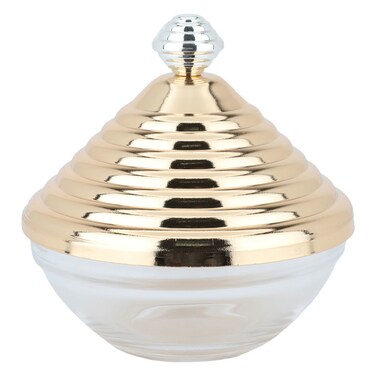 زجاج تمرية بغطاء من الستانلس ستيل - ذهبي شفاف