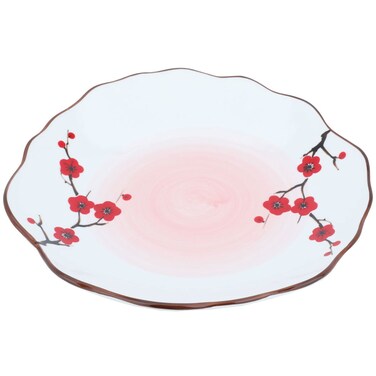صحن حلوى بورسلين من سيف غاليري، 10.5 بوصة، متموج، نمط زهور - أبيض