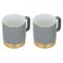 Gray porcelain tea cup set with gold base 2 pieces