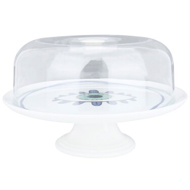 صحن تقديم بورسلين، معرض السيف، 30×30×12 سم، دائري، قاعدة، غطاء - أبيض