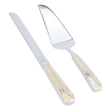 Saif Gallery Engraved Stainless Steel Serving Spoon Set, 2 Pieces - Silver