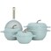 Light Green Korean Pots Set With Granite Handle, 9 Pieces