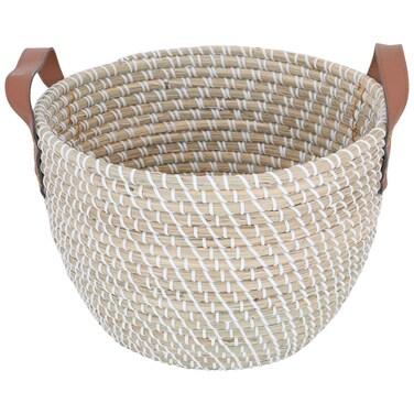 Basket by Alsaif Gallery, Round, 35&times;35&times;25 cm - Light Beige