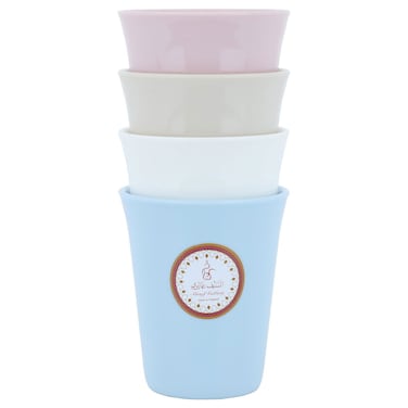 طقم أكواب بلاستيكية، 0.25 لتر، 4 قطع - متعدد الألوان