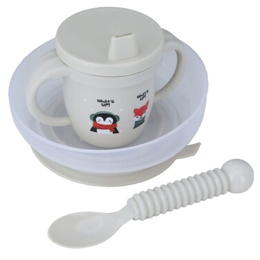 طقم أدوات مائدة للأطفال، بلاستيك، سيف، جاليري، 3 قطع - بيج