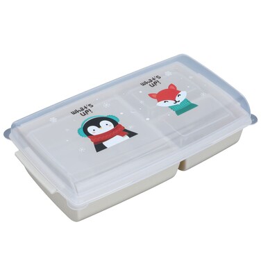 Lunch Box, Alsaif Gallery, Divided, Transparent Lid - Beige