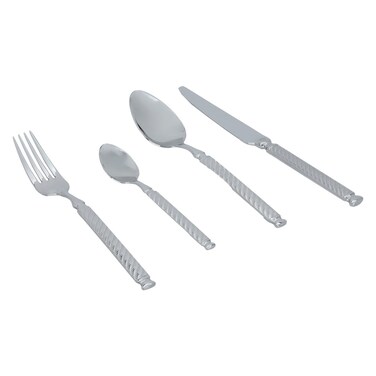 طقم ملاعق سيف غاليري ستانلس ستيل، محفور، 24 قطعة - فضي