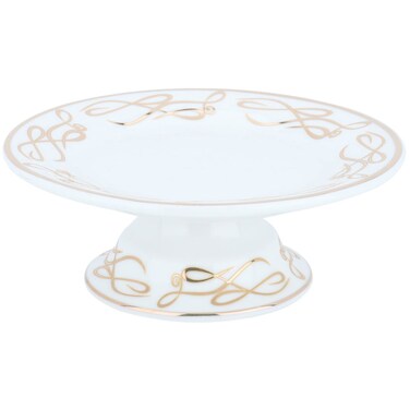 50% Stand Hala Porcelain Al Saif Gallery, 12&times;12&times;4 cm, Circular, Gold Pattern - White