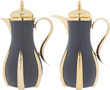 Sana Dark Gray And Gold Thermos Set, 1 Liter, 2 Pieces