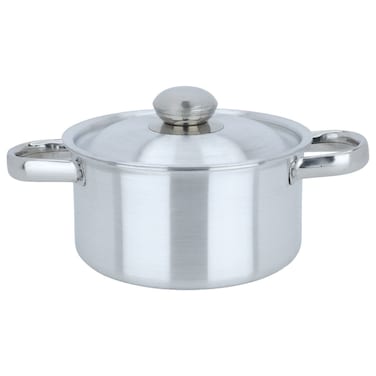 وعاء ألومنيوم بغطاء ومقابض قوية، 20 سم، دائري - فضي