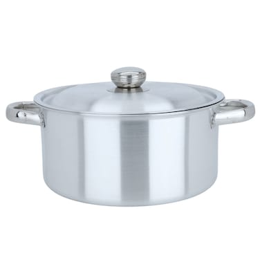 وعاء ألومنيوم بغطاء ومقابض، 24 سم، دائري - فضي