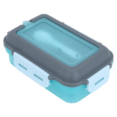 Saif Gallery Plastic Lunch Box, 1.2 L, Rectangular, with Lid - Blue
