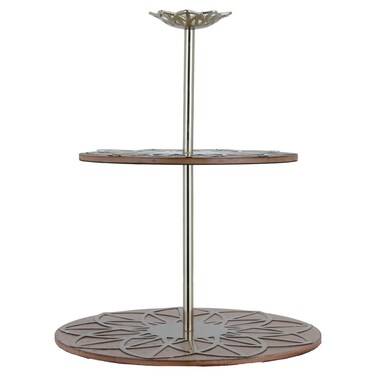 ستاند حلوى، ستانلس ستيل - سيف غاليري، 28 × 28 × 36 سم، 2 طبقات - بني