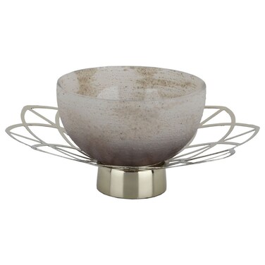 Saif Gallery Glass Dessert Serving Bowl, 23 x 23 x 11, Round - White