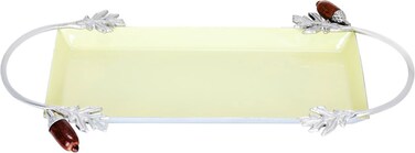 Steel Serving Tray Al Seif Gallery, 26&times;11 cm, Rectangular, Silver Handle - Light Yellow