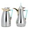 Maha thermos set, shiny nickel, with a light green crystal handle and a golden mouth, 2 pieces