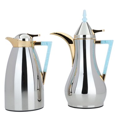 Maha Steel Saif Gallery Thermos Set, 2 Pieces, 1/1 Liter - Silver