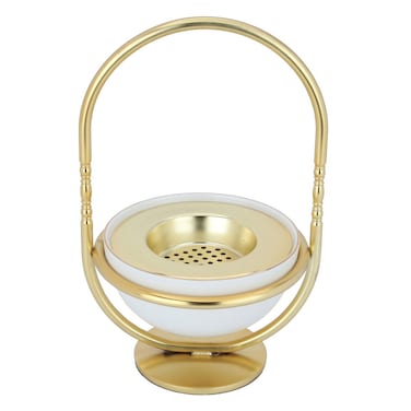 Al Saif Gallery steel incense burner, with a gold-white-gold base