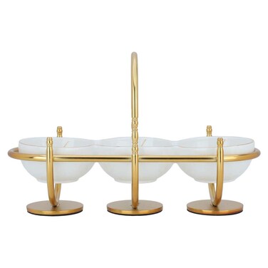 Saif Gallery Porcelain Serving Platter, 31 x 12 x 20 cm - White and Gold