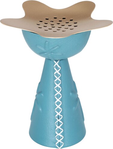 مبخرة فولاذية السيف غاليري، 17.5×13.5×13.5 سم، دائري، تصميم منقوش - أزرق