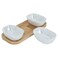 سيف غاليري طقم زبادي بورسلين، 3 قطع، بيضاوي عميق، مع طبق خشبي - أبيض
