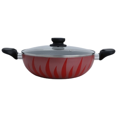 Teflon Pan Red Flame, 28 cm, with Two Handles - Red