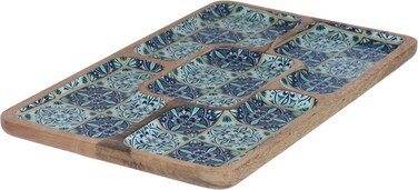 صحن تقديم خشبي السيف غاليري، 15×9×0.6 سم، مستطيل - متعدد الألوان