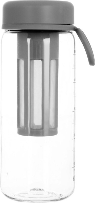 Al Saif Gallery Safe Soo Plastic Bottle, With Lid Strainer, 600ml - Gray