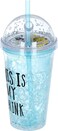 Al Saif Gallery Save Soo Plastic Juice Cup, Bmaz, 450ml - Cyan