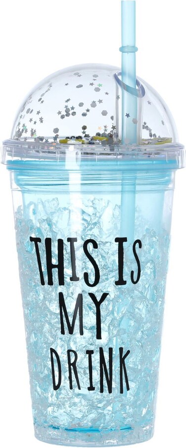 Al Saif Gallery Save Soo Plastic Juice Cup, Bmaz, 450ml - Cyan