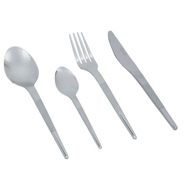 Saif Gallery Stainless Steel Spoon Set, 24 Pieces, Engraved - Silver