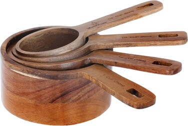 Saif Gallery Wooden Measuring Cup Set, 60/80/125/250 ml, 4 Pieces - Brown