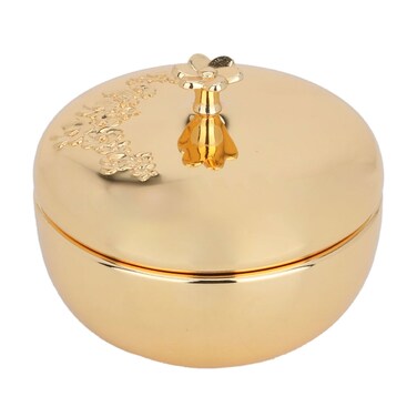 Tamria Steel by Alsaif Gallery, 11cm, Circular Engraved with Lid - Gold