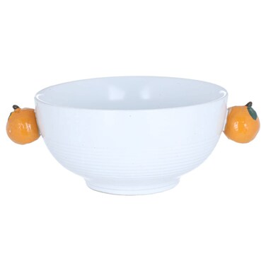 Al Saif Gallery porcelain bowl, 20.9 x 15.1 x 7.5 cm, decorated with oranges - white
