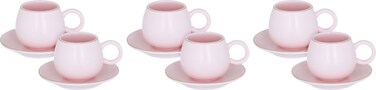 سيف غاليري طقم فنجان قهوة وصحون بورسلين، 12 قطعة - وردي